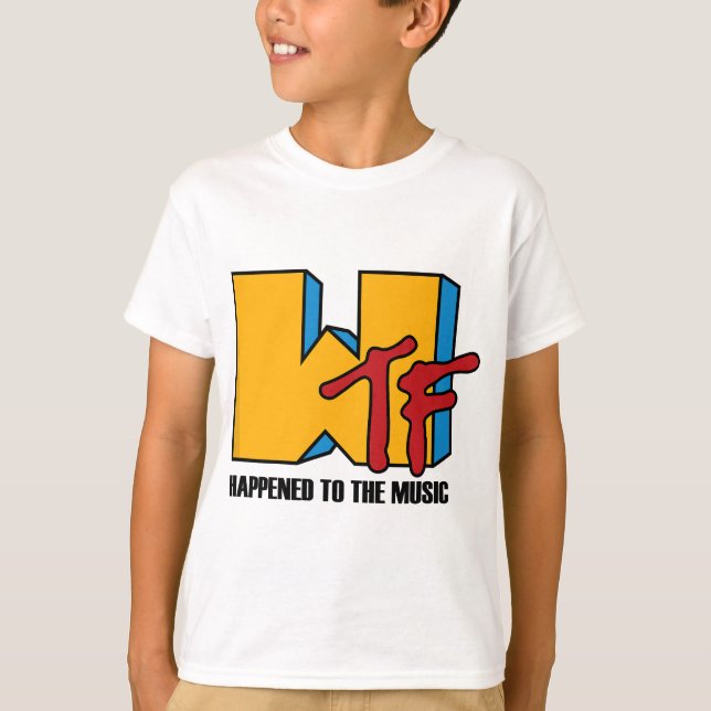 WTF happened to Music - Funny retro 80s T-Shirt (Front)