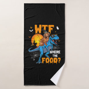 WTF Where The Food Halloween Dachshund Dog T-Rex D Bath Towel