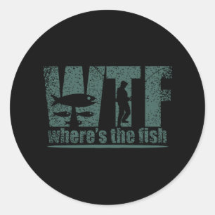 WTF Wheres The Fish Classic Round Sticker