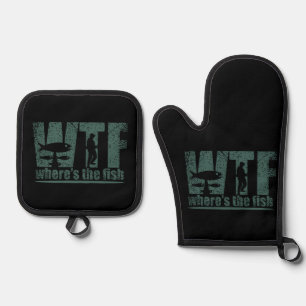 WTF Wheres The Fish Oven Mitt & Pot Holder Set