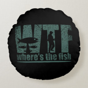 WTF Wheres The Fish Round Pillow