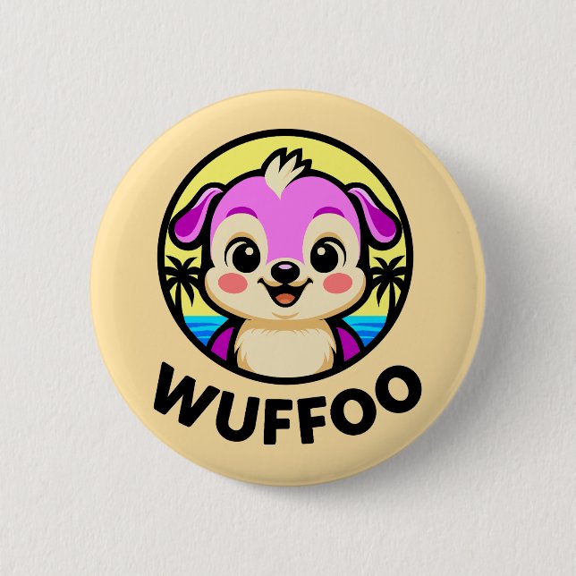Wuffoo Adventures Cute Kawaii Puppy animation 2 Inch Round Button (Front)