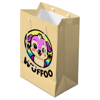 Wuffoo Adventures Cute Kawaii Puppy animation logo Medium Gift Bag