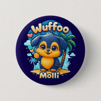 Wuffoo Molli Cute Kawaii Puppy Tropical Island 2 Inch Round Button