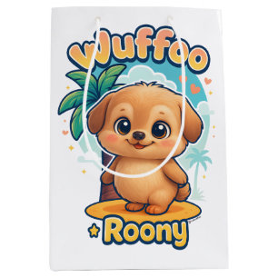 Wuffoo Roony Cute Kawaii Puppy Tropical Island  Medium Gift Bag