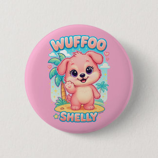 Wuffoo Shelly Kawaii Puppy Tropical Island 2 Inch Round Button