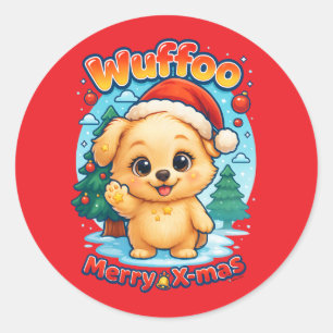 Wuffoo Starssie Merry X-mas Kawaii 3D Holiday Classic Round Sticker