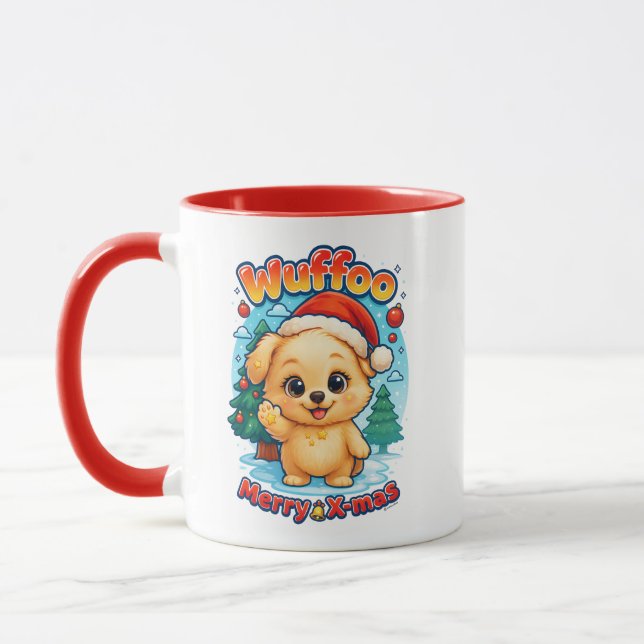 Wuffoo Starssie Merry X-mas Kawaii 3D Holiday Mug (Left)