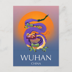Wuhan China Dragon travel poster Postcard
