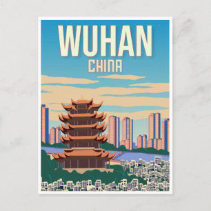 Wuhan china Vintage travel retro tourism Postcard