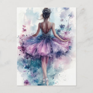 Wunderschöne Aquarell Ballerina im Tutu  Postcard