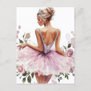 Wunderschöne Aquarell Ballerina im Tutu  Postcard