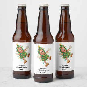 Wurst Christmas ever! Funny  Salami  Beer Bottle Label
