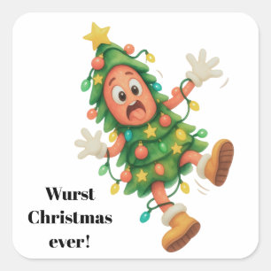 Wurst Christmas ever! Funny  Salami  Square Sticker