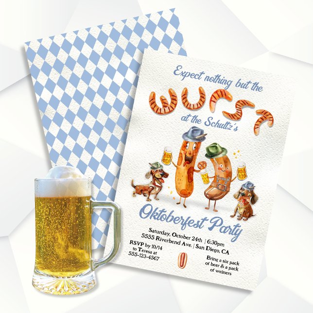 Wurst Oktoberfest Funny Party Invitation (Creator Uploaded)