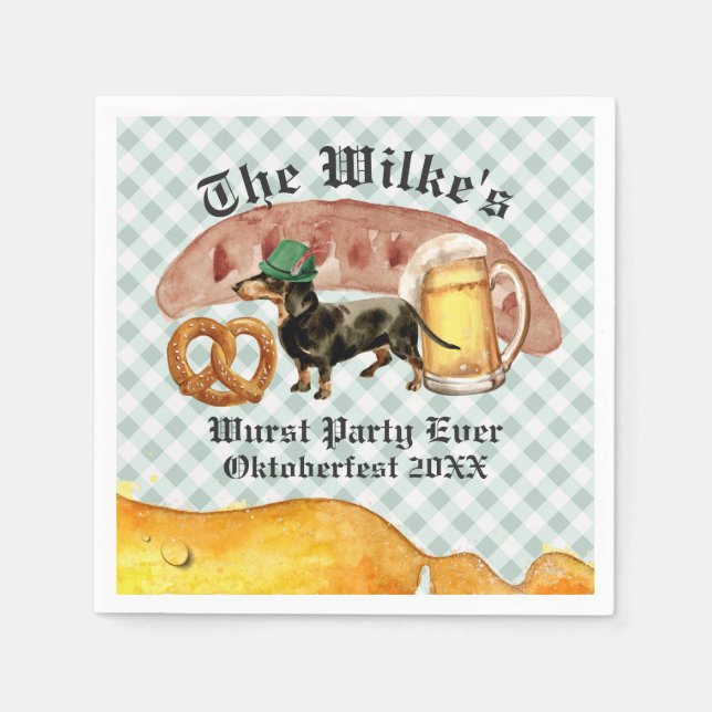Wurst Party Ever | Watercolor Oktoberfest  Napkin (Front)