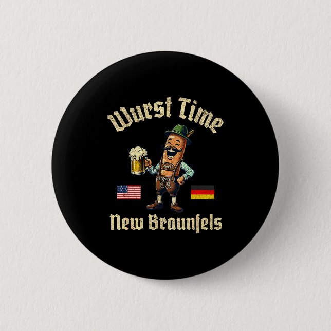Wurst Time Wurst Fest German Beer Festival New Bra 2 Inch Round Button (Front)