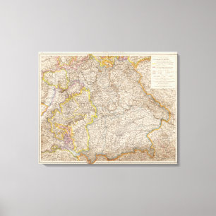 Wurttemberg, Bayern Atlas Map of Germany Canvas Print