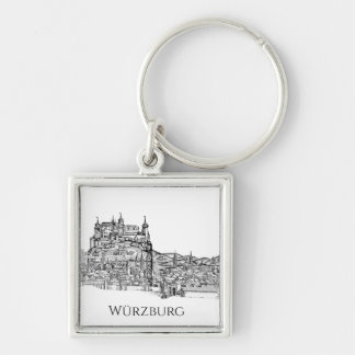 Würzburg Bavaria Cityscape Minimalist Line Art Keychain