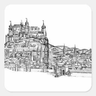 Würzburg Bavaria Cityscape Minimalist Line Art Square Sticker