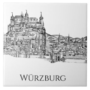 Würzburg Bavaria Cityscape Minimalist Line Art Tile