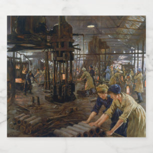 WW1 1918 Women Working at a Munitions a Factory  Beer Bottle Label