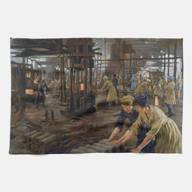 WW1 1918 Women Working at a Munitions a Factory  Kitchen Towel (Horizontal)