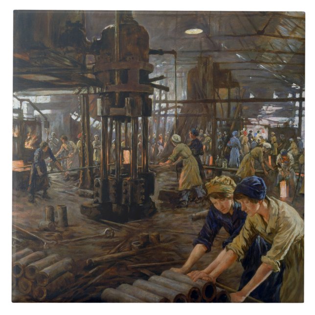 WW1 1918 Women Working at a Munitions a Factory  Tile (Front)