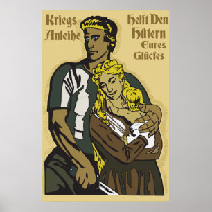 WW1 German Poster Kriegsanleihe, helft den Hütern