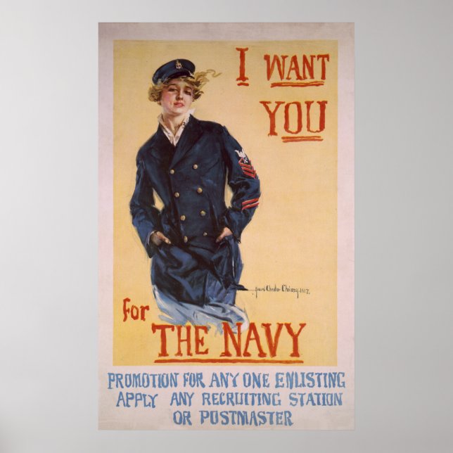 WW1 Navy - Navy Recruitment Poster or Print (Front)