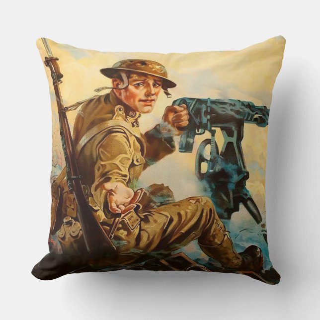WW1 Propaganda "Ammunition" poster Throw Pillow (Front)