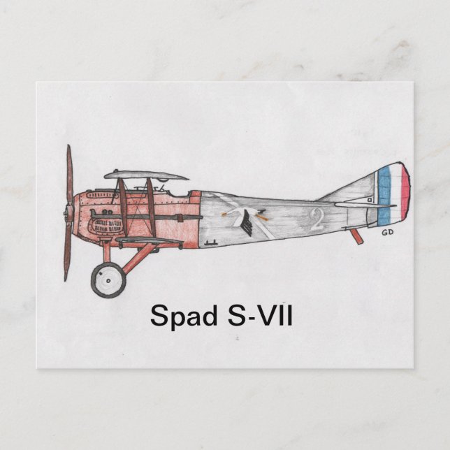 WW1 Spad S-VII Fighter Postcard (Front)
