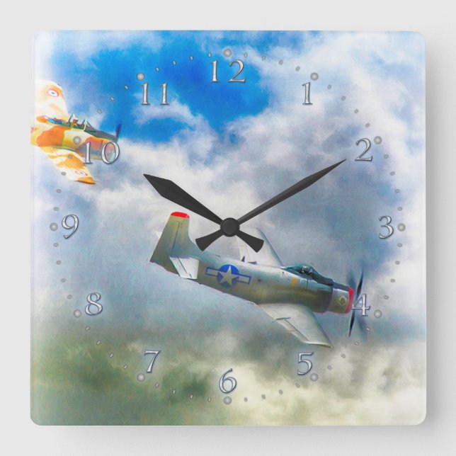 WW2 Aircraft AIR FORCE RAIDERS Square Wall Clock (Front)