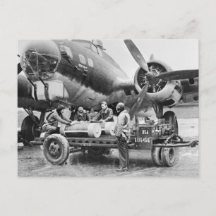 WW2 Airplane and Crew: 1940s Postcard
