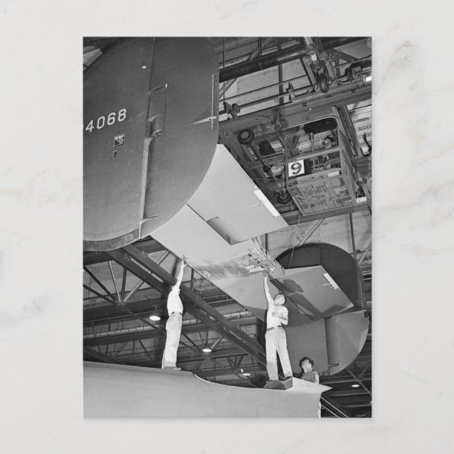 WW2 Airplane Factory, 1940s Postcard (Front)