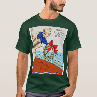 WW2 American Navy Funny Sailor Boy Christmas Ship  T-Shirt