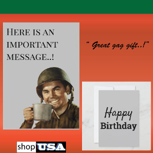 WW2 Army Guy Fab Funny Birthday  Invitation