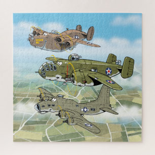WW2 bomber plane caricatures Jigsaw Puzzle