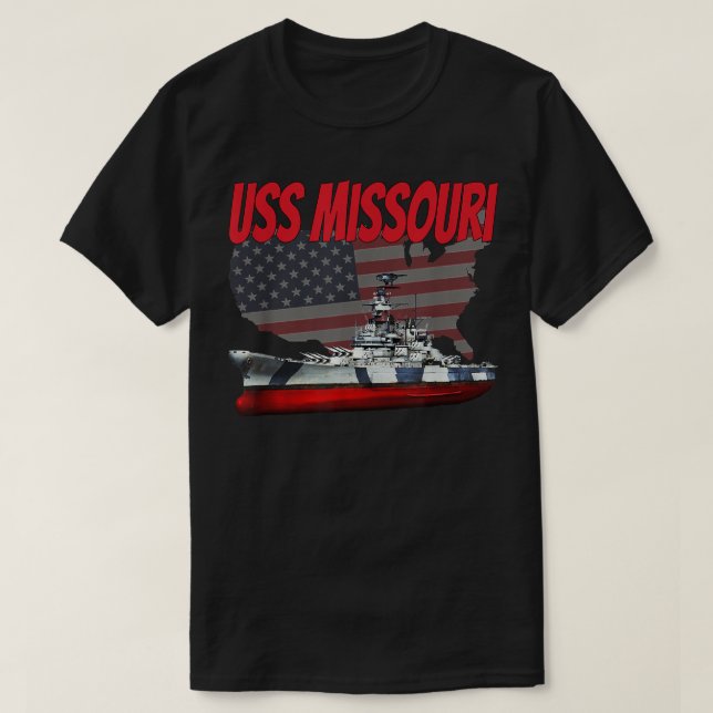 WW2&Cold War Veteran Battleship USS Missouri BB-63 T-Shirt (Design Front)