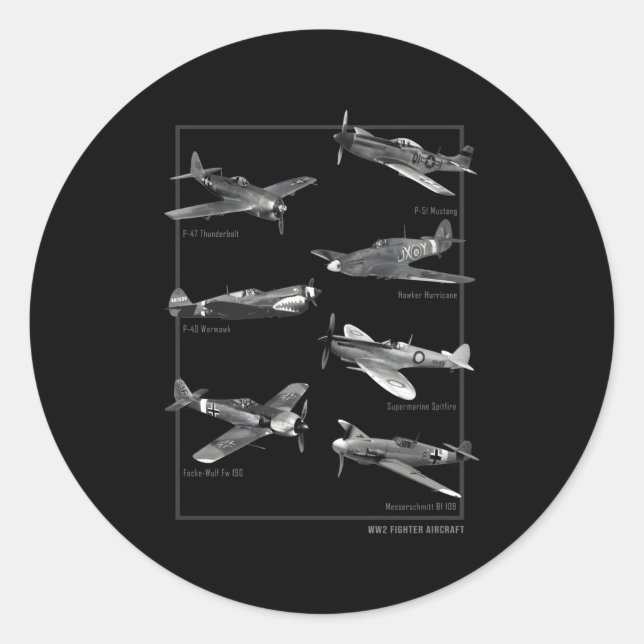 Ww2 Fighter Aircraft Classic Round Sticker (Front)