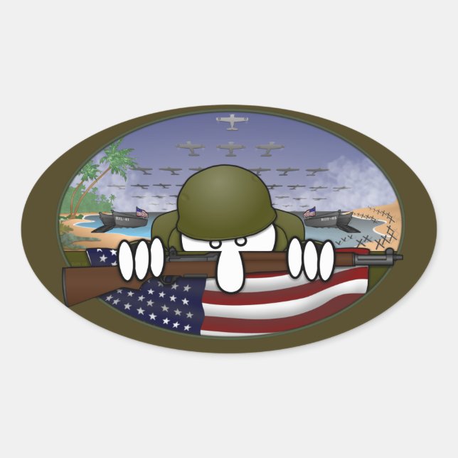 WW2 Kilroy Oval Sticker (Front)