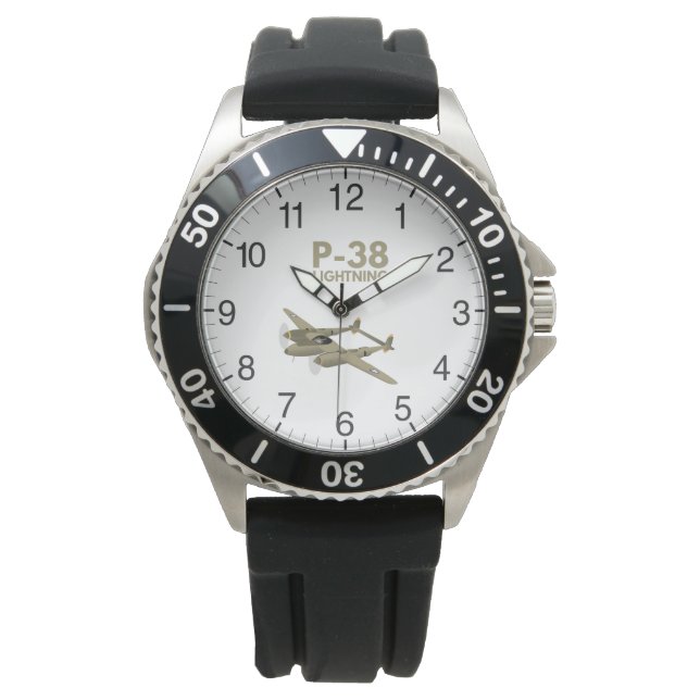 WW2 P-38 Lightning Airplane Watch (Front)