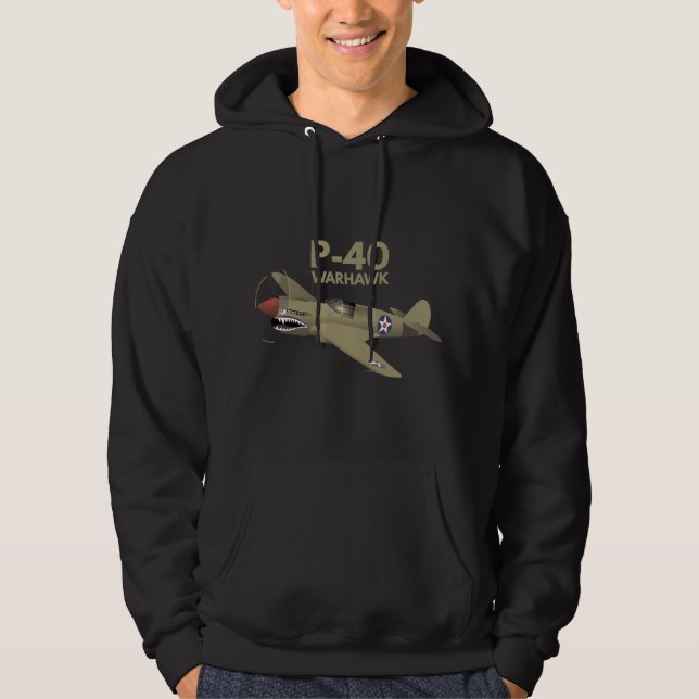 WW2 P-40 Warhawk Airplane Hoodie (Front)
