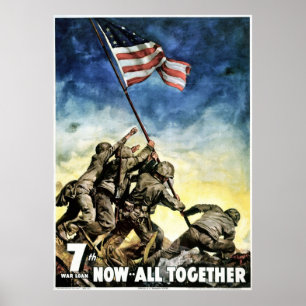 WW2 Propaganda USA Victory flag Memorial Day Patri Poster
