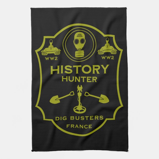 WW2 Trench Battlefield Metal Detecting Club Kitchen Towel (Vertical)