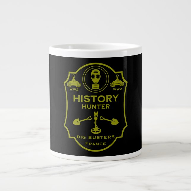 WW2 Trench Battlefield Metal Detecting Club Large Coffee Mug (Front)