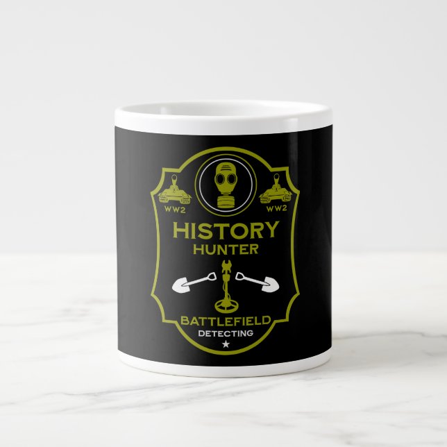 WW2 Trench Battlefield Metal Detectorist Large Coffee Mug (Front)