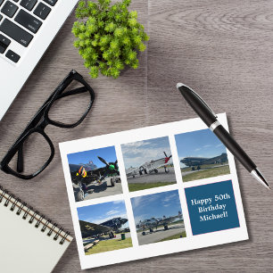 WW2 Vintage Airplane Photo Collage Aviator Custom Postcard