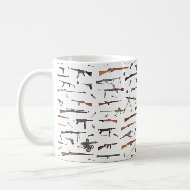 WW2 Weapons Pattern Coffee Mug (Left)