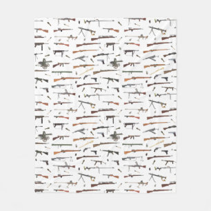 WW2 Weapons Pattern Fleece Blanket